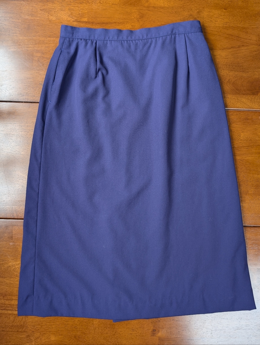 Wool Nordstrom Fashion House Sanyo Midi Skirt w Pockets Indigo Vintage Sz 14 (8)